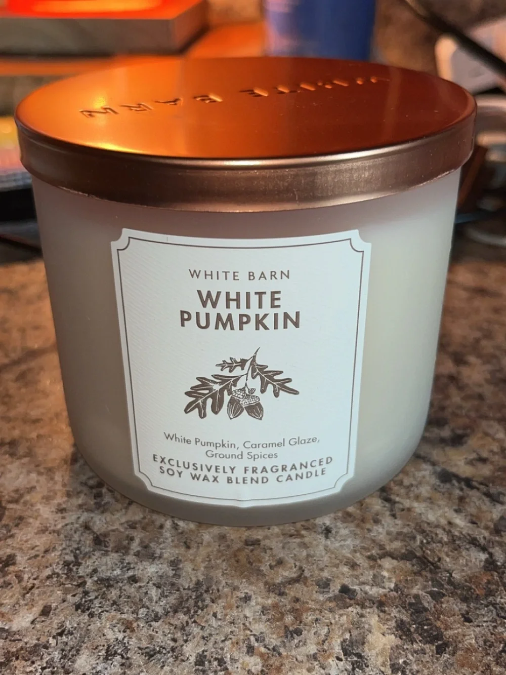 Bath & Body Works White Pumpkin Candle with Bronze Lid